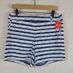 SPANX Blue and White Striped Bermuda Shorts NEW